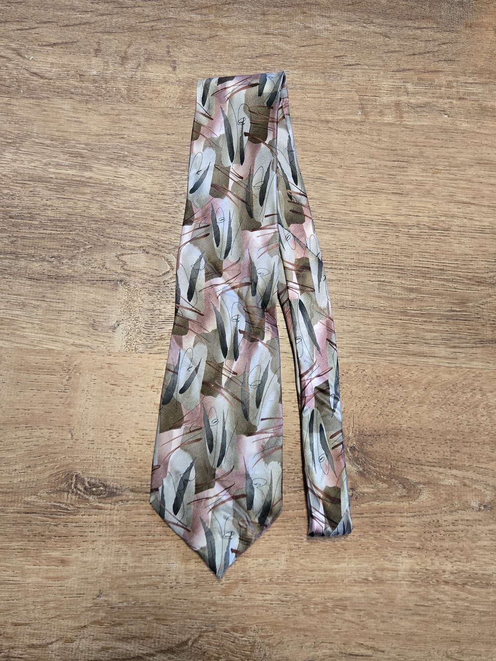 3/$25 J. Garcia Abstract Pattern Tie in Pink Olive Tan
